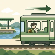 A traveler absorbed in a book as their train goes past the intended station.