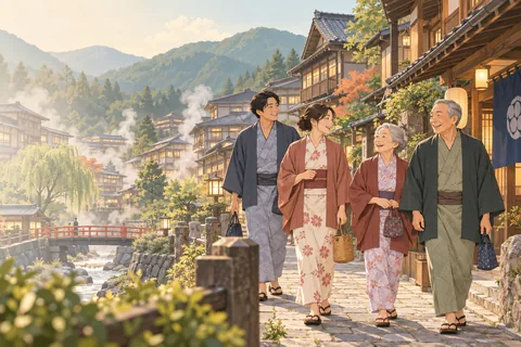 Visitors enjoying Japan’s long tradition of onsen bathing.