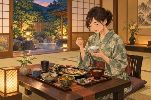 A traditional ryokan where onsen visitors can stay.